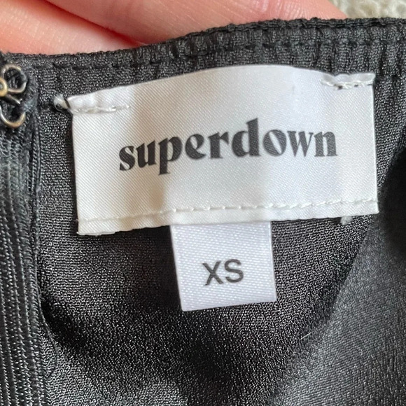 Revolve Jumpsuit Women’s XS Black Superdown Victoria Ruffle Wide Leg Classy - Picture 11 of 12